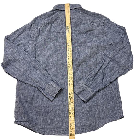 Untuckit Shirt Mens Sz XL Blue Slim Fit 100% Linen Button Up Long Sleeve *FLAW* - Picture 8 of 11